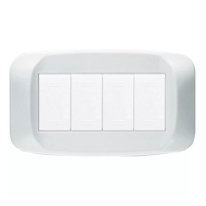 Placca Ave in Tecnopolimero 4 posti Bianco Banquise 45PB04BB