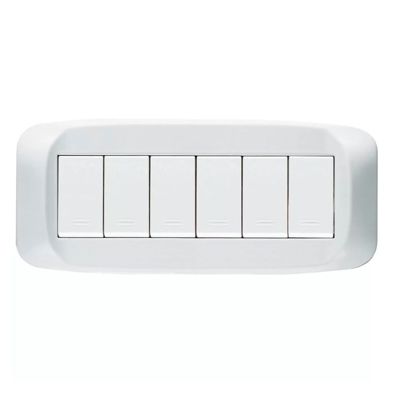 Placca Ave in Tecnopolimero 6 posti Bianco Banquise 45PB06BB