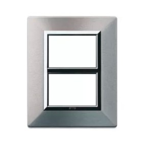 Placca Alluminio naturale Zama44 3+3 Moduli con cornicetta Ave 44p933ALS