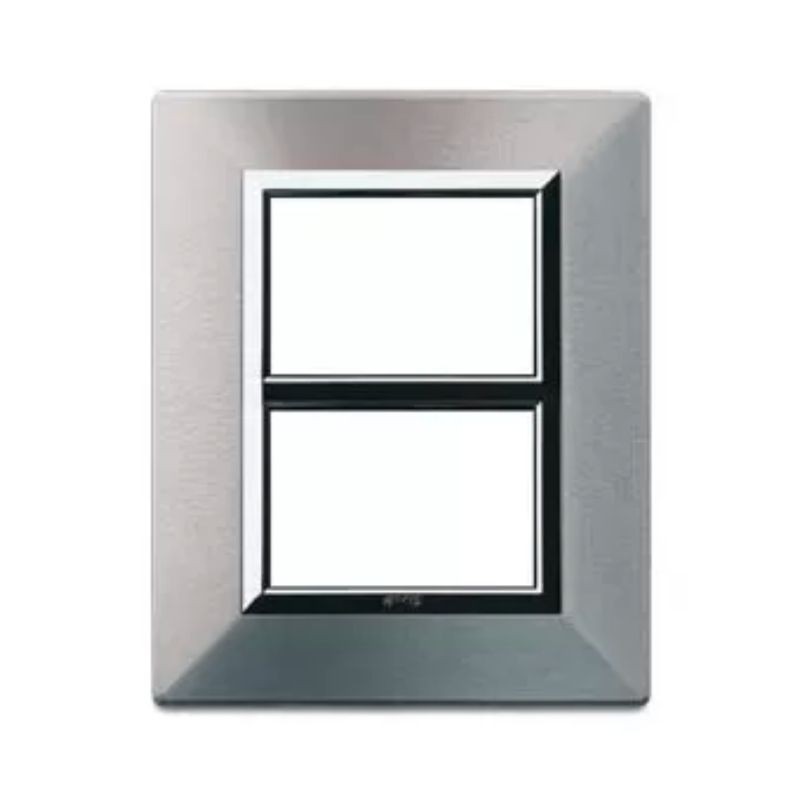 Placca Alluminio naturale Zama44 3+3 Moduli con cornicetta Ave 44p933ALS