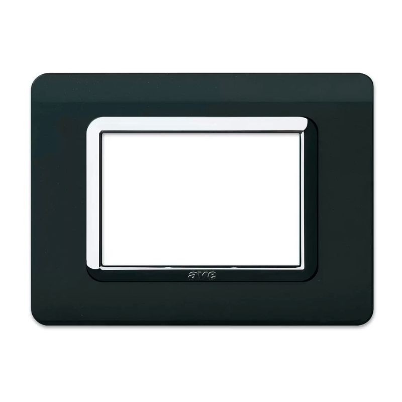 Placca AVE  44PY03GTKC "Tecnopolimero Sistema 44"  3 moduli grigio tekla cornice cromo