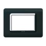Placca AVE  44PY03GTKC "Tecnopolimero Sistema 44"  3 moduli grigio tekla cornice cromo