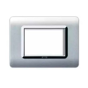 Placca AVE  44PY03ALS "Tecnopolimero Sistema 44"  3 moduli Alluminio naturale