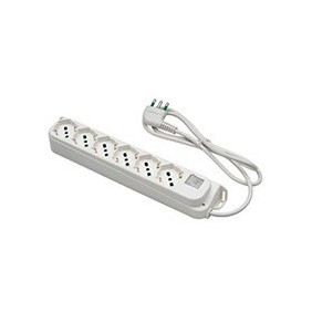 Multipresa con 6 biprese con spina a squadra e interruttore Fanton 40430