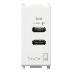 Presa di alimentazione 1 modulo 2 USB Tipo C 5V 1,5 A Vimar Plana 14292.CC