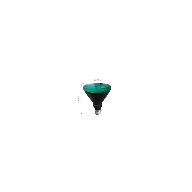 Lampadina Par 38 E27 luce verde 15W Beneito Faure 3579 dimensioni