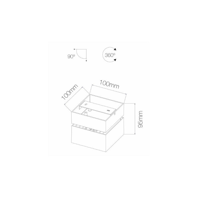 Applique decorativa quadrata RUBYC a led per interni 14W Bianca Beneito Faure 4230-N dimensioni