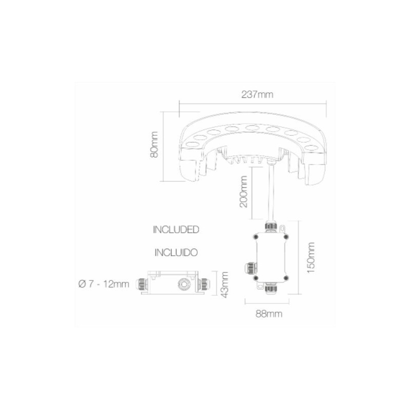 Proiettore SIGNAL Led da esterno 9W 3000k in alluminio nero opaco Beneito Faure 4290 dimensioni