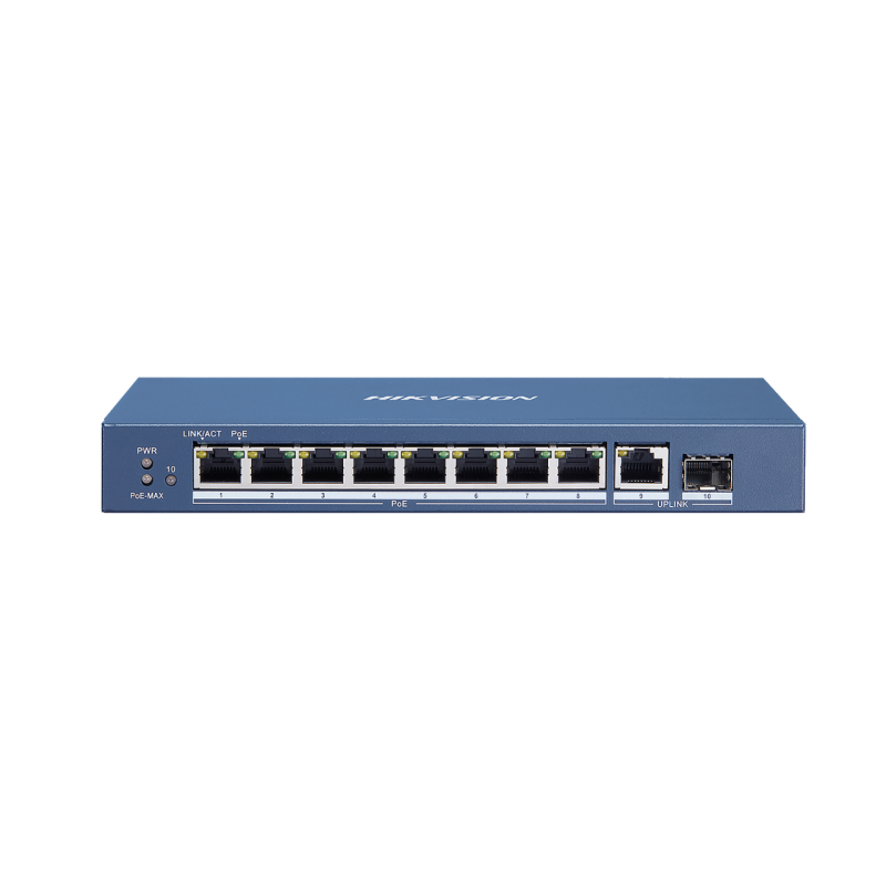 Switch PoE 8 porte + 2 Uplink Giga Hikvision DS-3E0510P-E