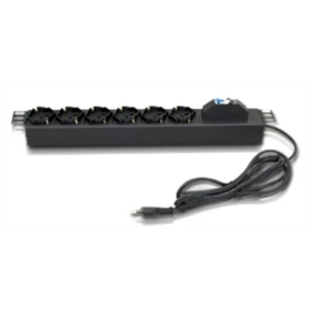 Barra alimentazione orizzontale 6 prese bipassoschuko Nero Item 20670