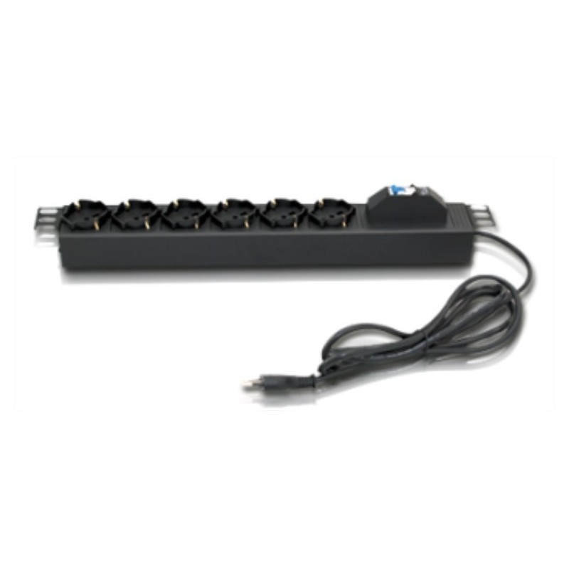 Barra alimentazione orizzontale 6 prese bipassoschuko Nero Item 20670