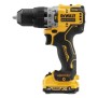 Trapano avvitatore con Percussione a Batteria Compatto XR 12V 2x2.0Ah Dewalt DCD706D2-QW vista lato