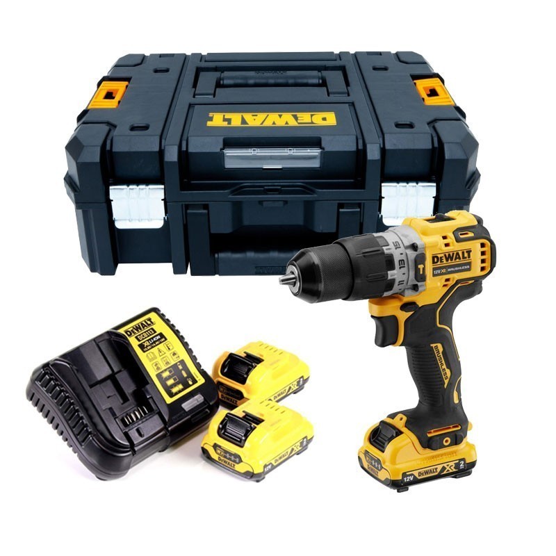 Trapano avvitatore con Percussione a Batteria Compatto XR 12V 2x2.0Ah Dewalt DCD706D2-QW kit completo