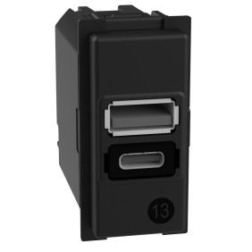 Caricatore USB con una porta tipo A e una tipo C 15W Bticino K4191AC