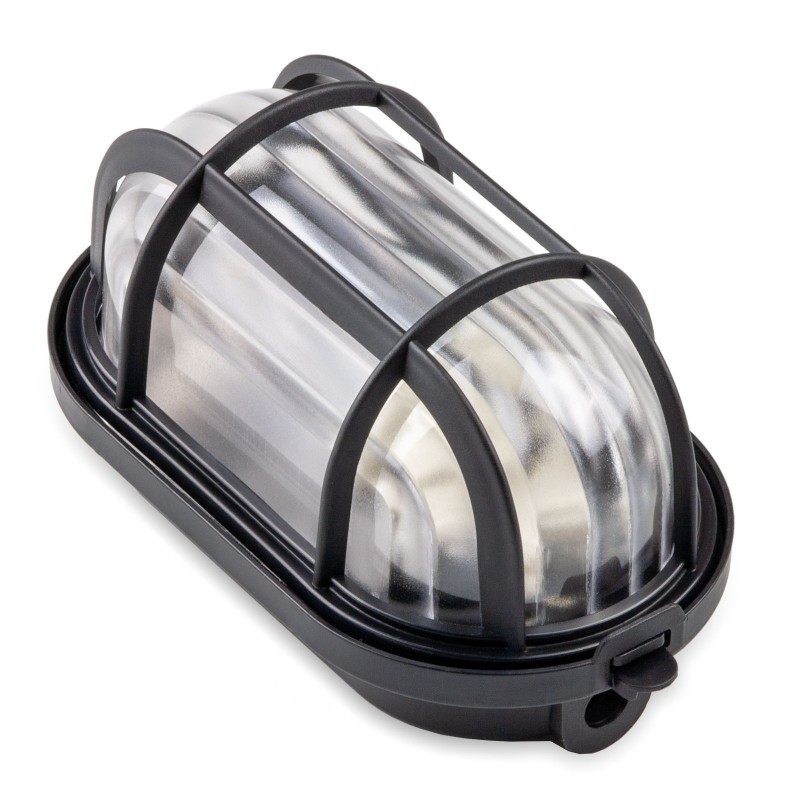 Plafoniera in tecnopolimero con gabbia 40W nera MST 01600N