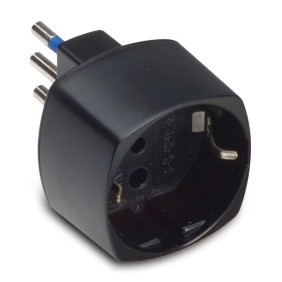 Adattatore Schuko 10 A+T nero con alveoli schermati MST 05810
