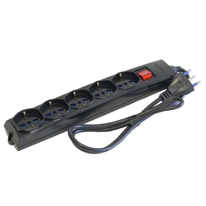 Multipresa nera a 5 uscite universali con cavo da 1.2 mt MST 74590