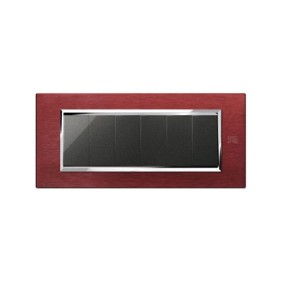 Placca Expì Alluminio Rosso 6 Moduli Simon Urmet 13906.RS