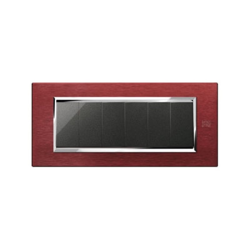 Placca Expì Alluminio Rosso 6 Moduli Simon Urmet 13906.RS
