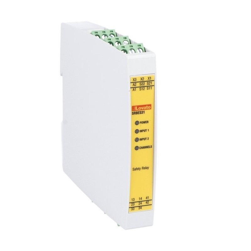 Relè di sicurezza 3NA+1NC per arresti di emergenza Lovato SRBES31