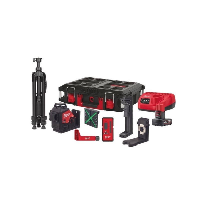 Kit M12 Laser verde a 3 linee a 360 gradi Milwaukee 4933478960