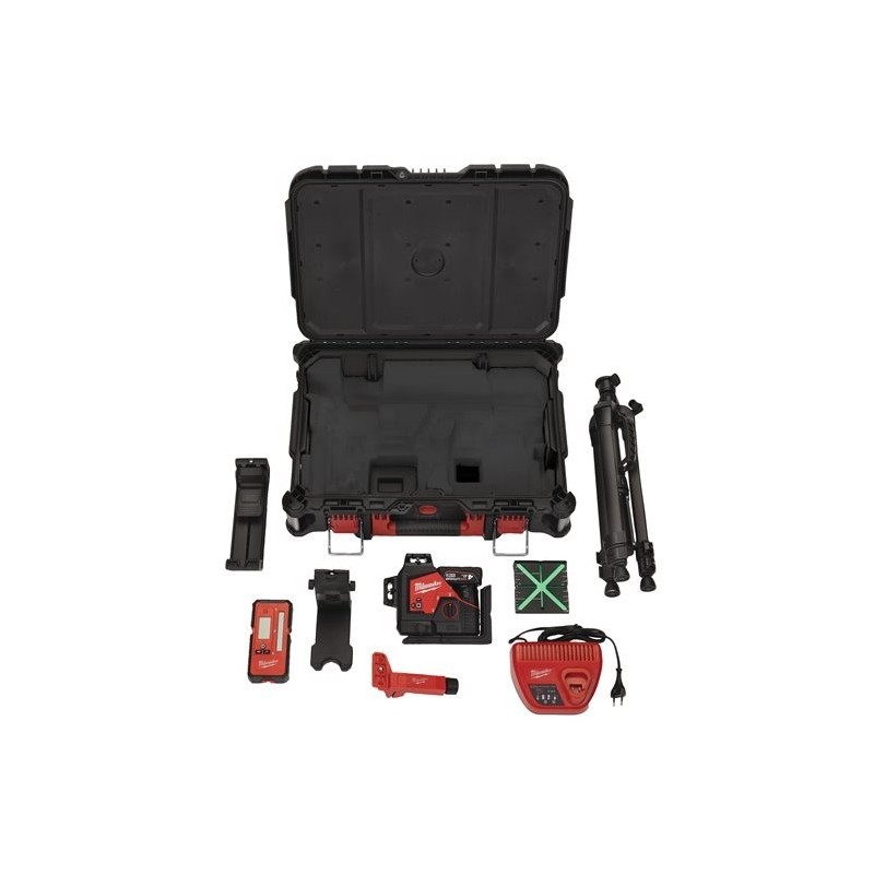 Kit M12 Livella laser verde a 3 linee a 360 gradi Milwaukee 4933478960