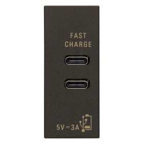 Caricatore USB con 2 porte Tipo C 5V 3A Vimar Linea Nera 30292.CCG