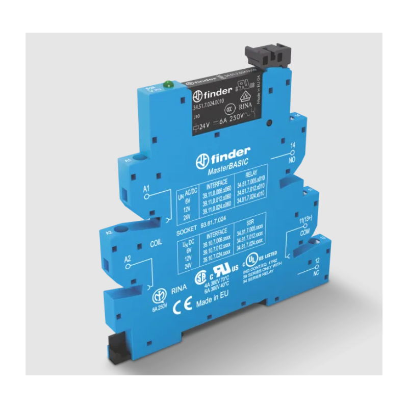 Interfaccia modulare a relé 1 scambio 6A 24Vac Finder 391100240060