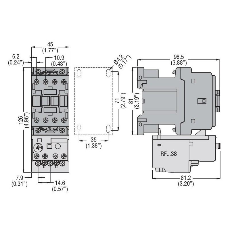 Contattore tripolare bobina 24VDC 12A in AC3 Lovato BF1210D024