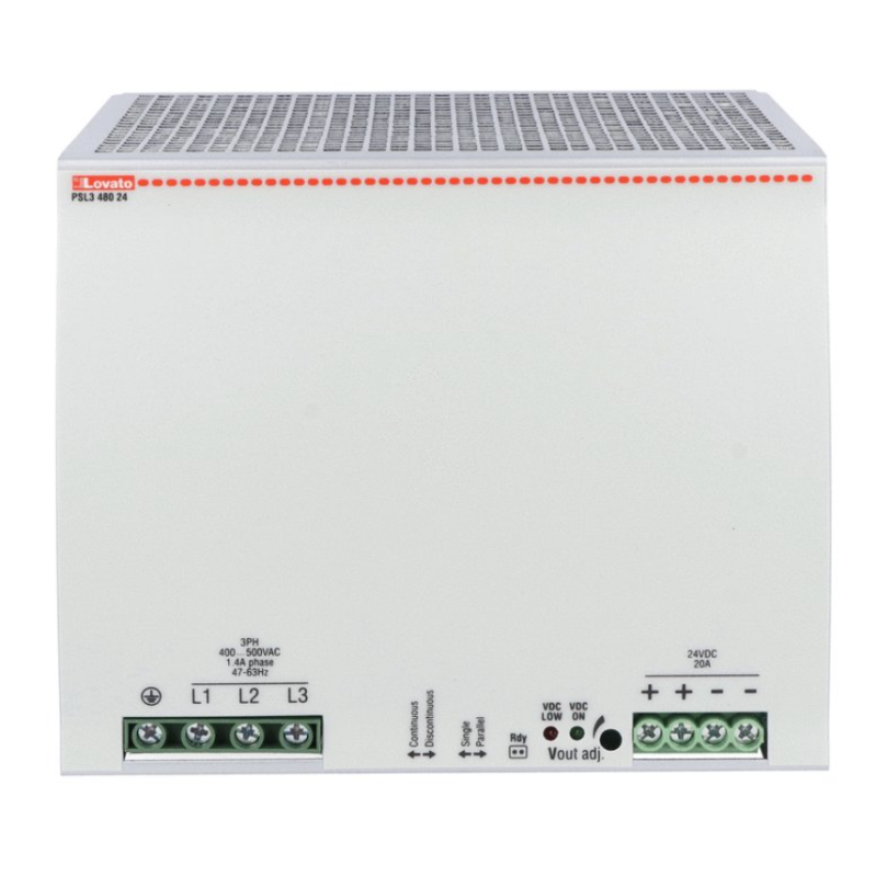 Alimentatore switching guida DIN trifase 24Vdc 480W Lovato PSL348024