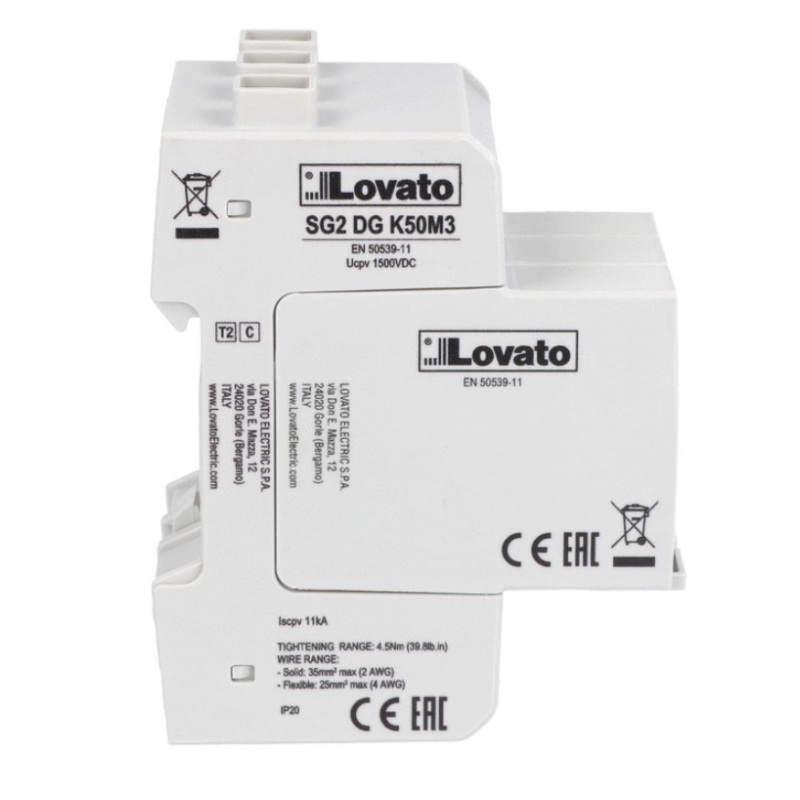 Scaricatore di sovratensione tipo 2 laterale Lovato SG2DGK50M3