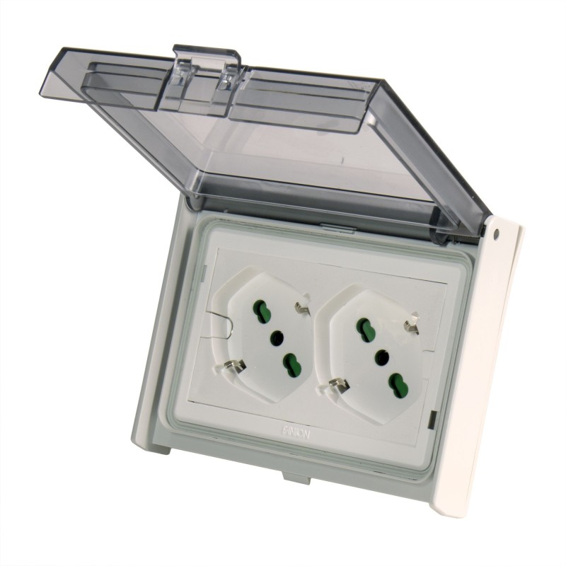 Multipresa 2P40 da incasso cablata Opera/PLA con 2 prese Fanton 421021