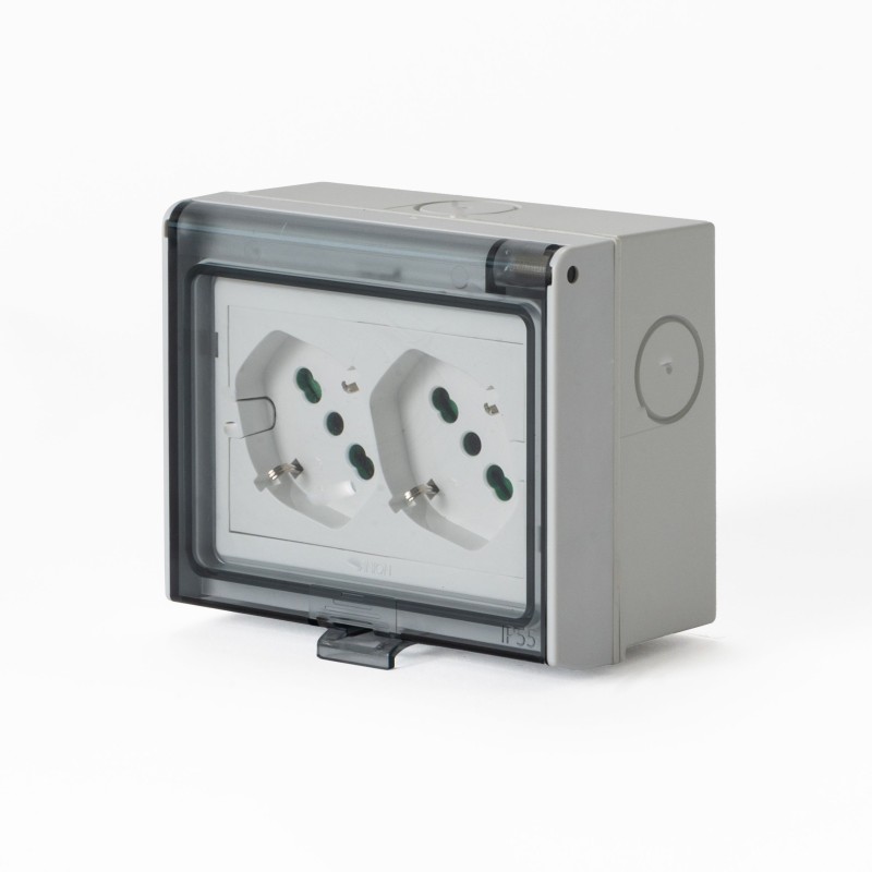Multipresa 2P40 da incasso Opera/PLA IP55 con 2 prese Fanton 421021PAR chiusa