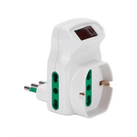 Adattatore triplo da S11 2P+T 10A con 2 prese italiane + schuko Fanton 87317