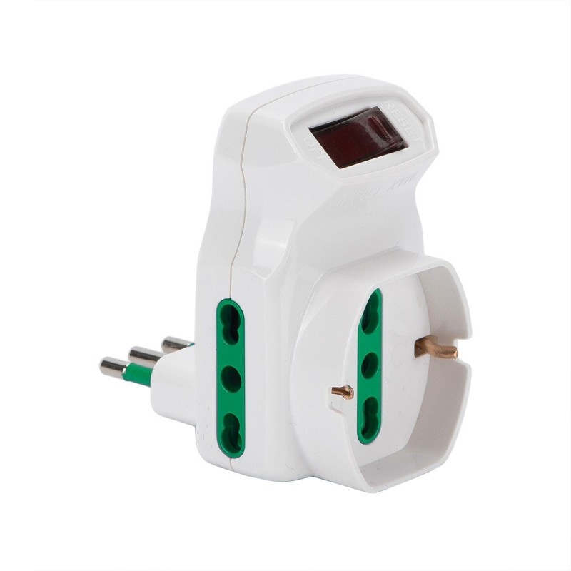 Adattatore triplo da S11 2P+T 10A con 2 prese italiane + schuko Fanton 87317