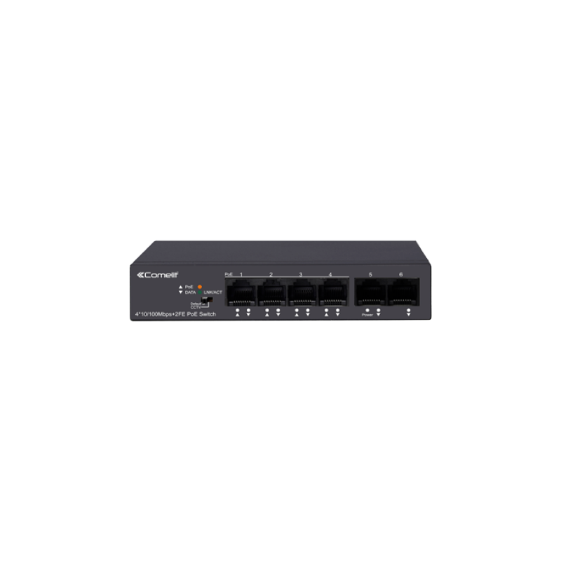 Switch HUB 4 porte POE e 2 Uplink 10/100 Mbps Comelit IPSWP06N100A