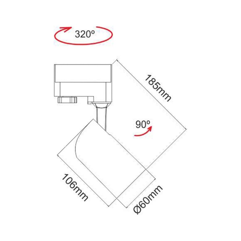 Dimensioni Faretto LED PICOLO GU10 da interno orientabile bianco Beneito Faure 3990V2