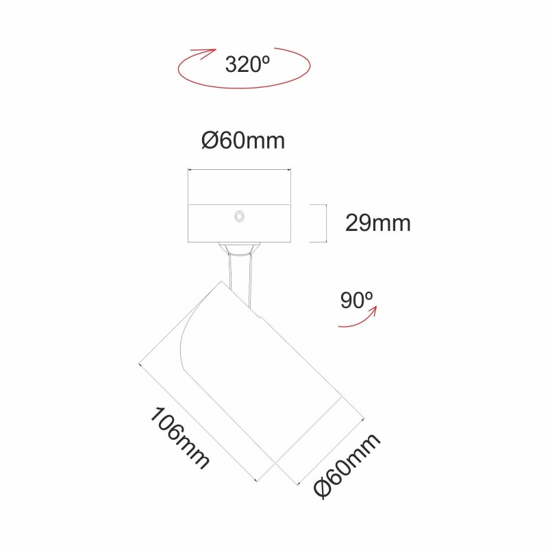 Dimensioni Faretto LED PICOLO GU10 con base per interno bianco Beneito Faure 4050