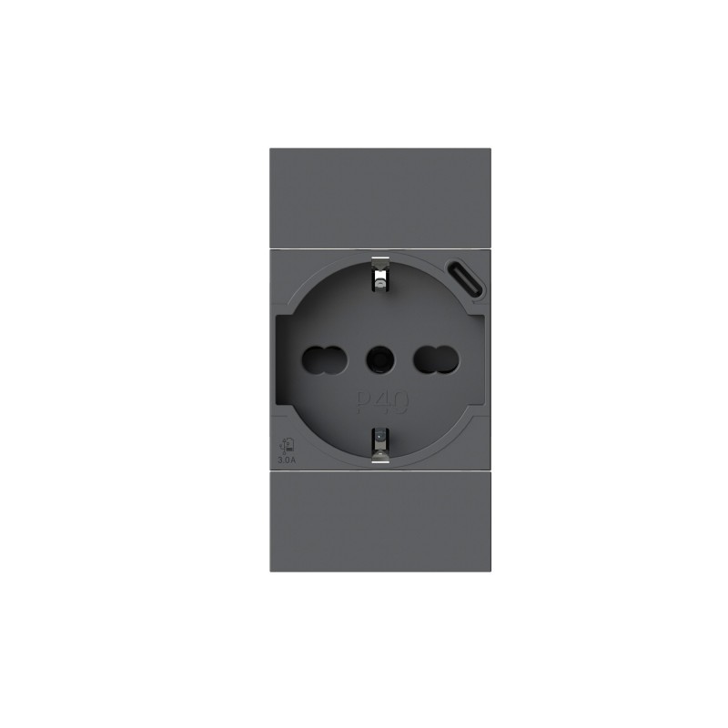 Presa P40 con USB C adatta a BTicino Living Now Nero 4BOX 4B.KG.P40.USB