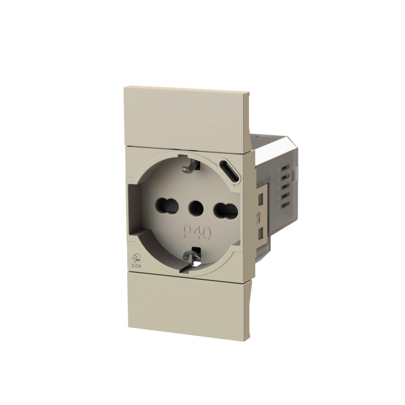 Laterale Presa P40 con USB C adatta a BTicino Living Now sabbia 4BOX 4B.KM.P40.USB