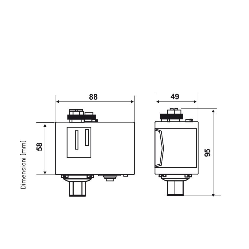 Dimensioni Pressostato di regolazione a riarmo automatico 8 bar Fantini B12CN