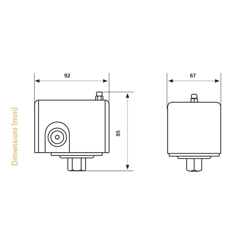 Dimensioni Pressostato per il comando diretto di motori monofase Fantini Cosmi B71A