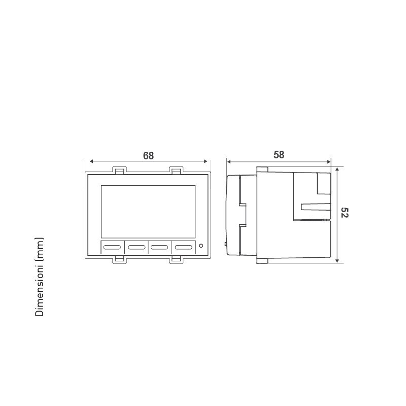Dimensioni termostato per fan-coil 3 velocità Fantini e Cosmi CH133ARR2