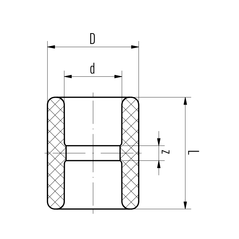 Riferimento dimensioni Manicotto verde diametro 90mm attacchi FF per sistemi Aquatherm 1040090009