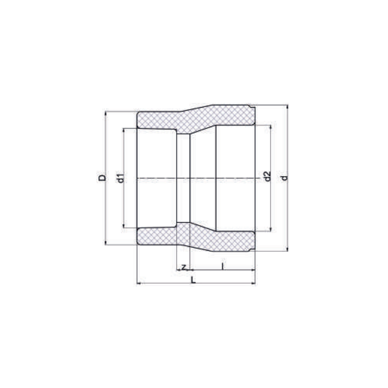 Riferimento dimensioni Riduzione con attacchi MF 63x40mm verde per sistemi Aquatherm 1040063035