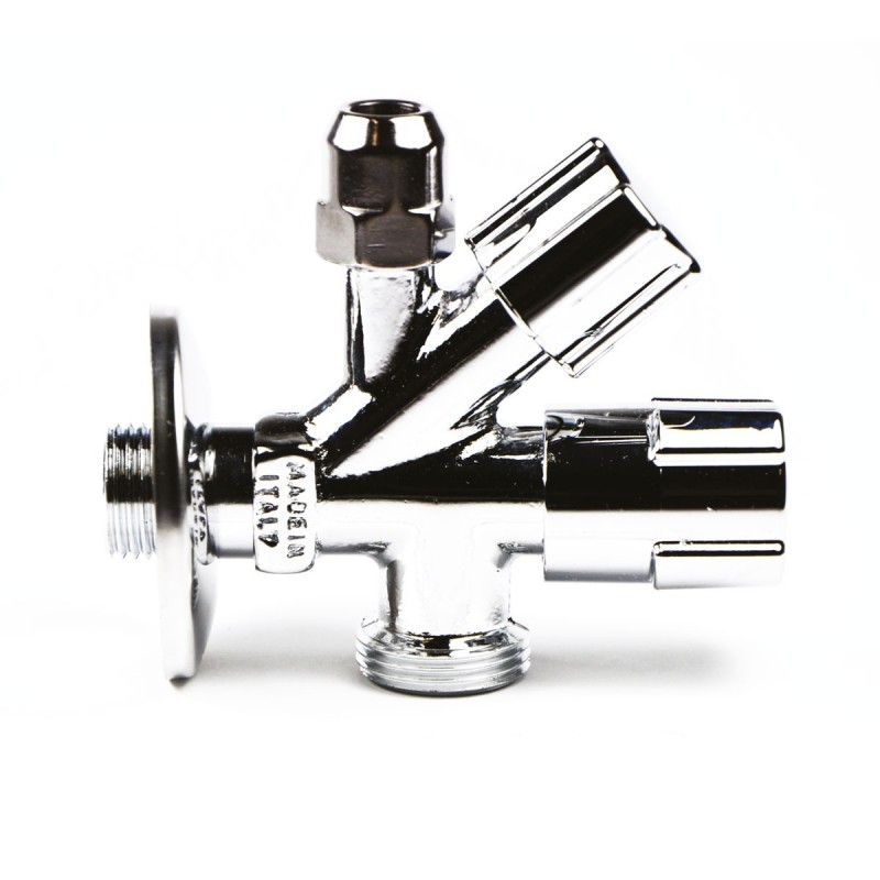 Rubinetto a doppia uscita a vitone 3/4" 3/8" 1/2" Luxor 70402102CC