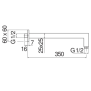 Riferimento dimensioni Braccio doccia cromato da parete lungo 350mm Nobili Carlo AD138/24CR