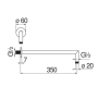 Riferimento dimensioni Braccio doccia cromato da parete lungo 350mm Nobili Carlo AD138/44CR