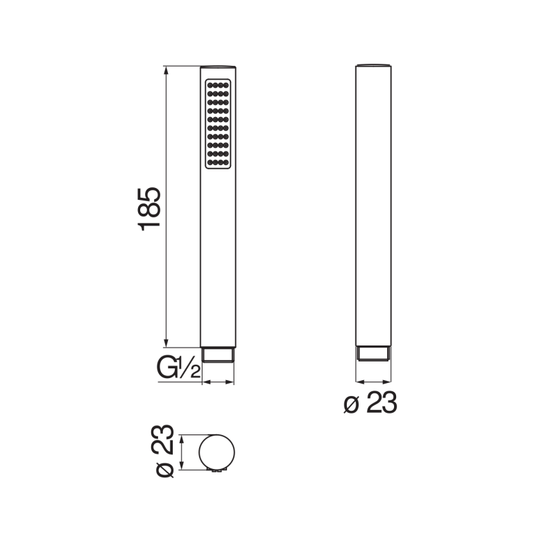 Riferimento dimensioni Soffione mono getto con attacco 1/2" cromato Nobili Carlo AD142/126CR