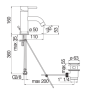 Riferimento dimensioni Miscelatore lavabo con scarico con attacco 1 1/4" Nobili Carlo LV00118/1CR